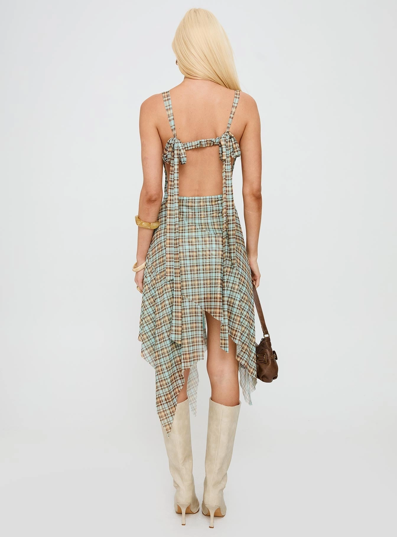 Blaize Asymmetrical Midi Dress Multi Check Jewel-Tone Perfect Layer
