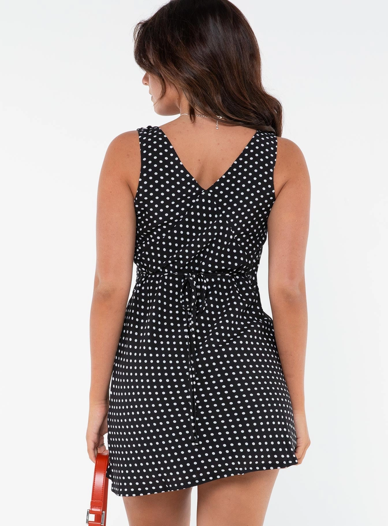 Harmonious Layers Event Favorite Nellie Mini Dress Black Polka Dot Petite