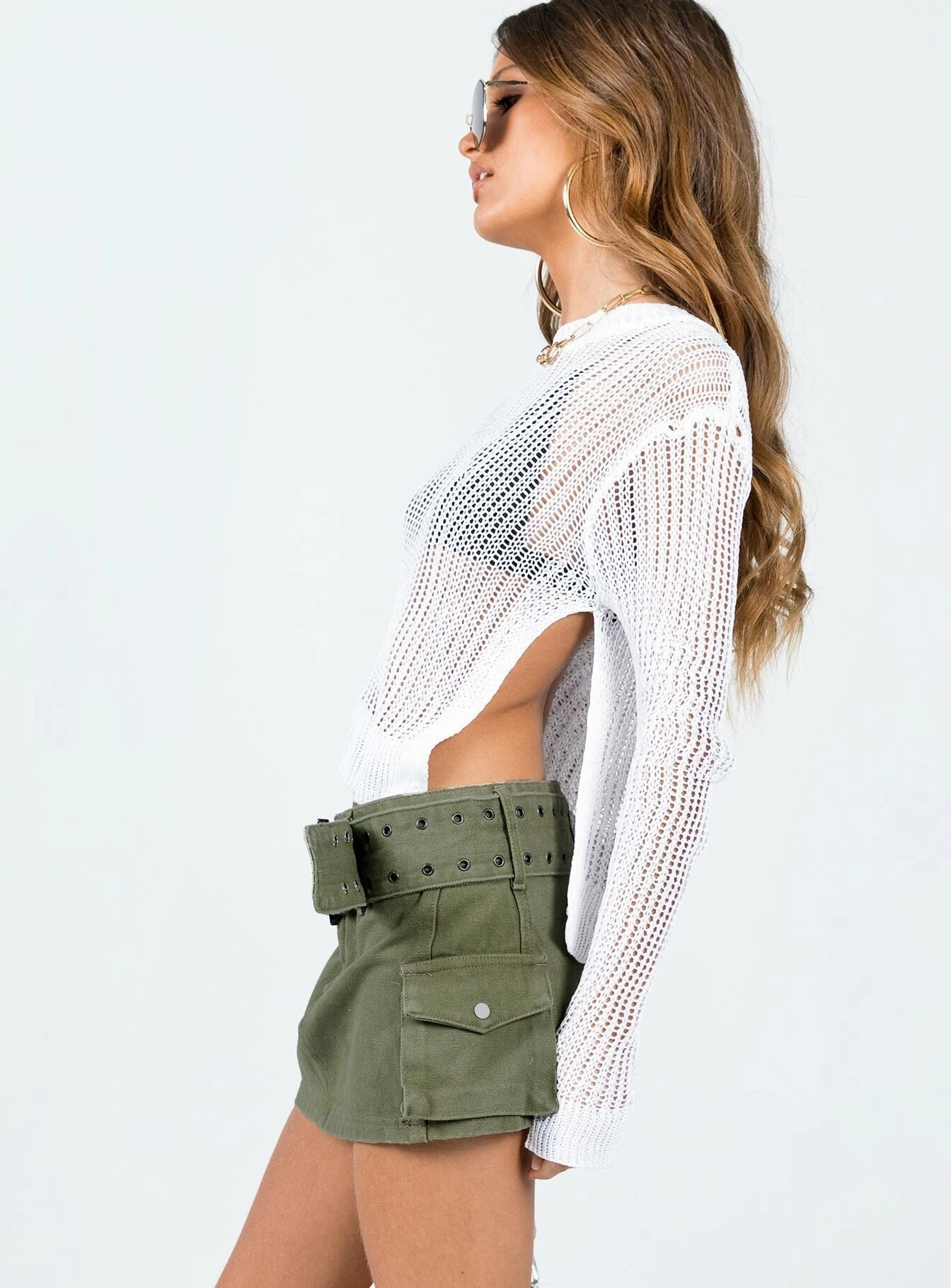 Button Details Iconic Cargo Mini Skirt Khaki