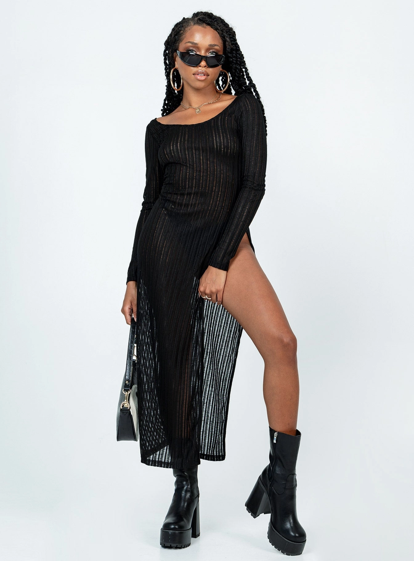 Coltan Long Sleeve Maxi Dress Black Quiet Luxury