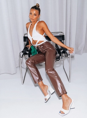 Lillie PU Pants Brown Essential Waist Odor Resistant