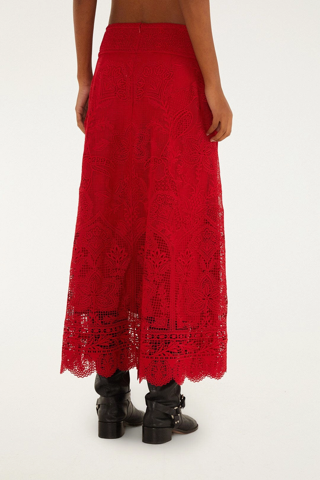 Red Guipure Boho Garden Skirt Smart Design Crossback Strap