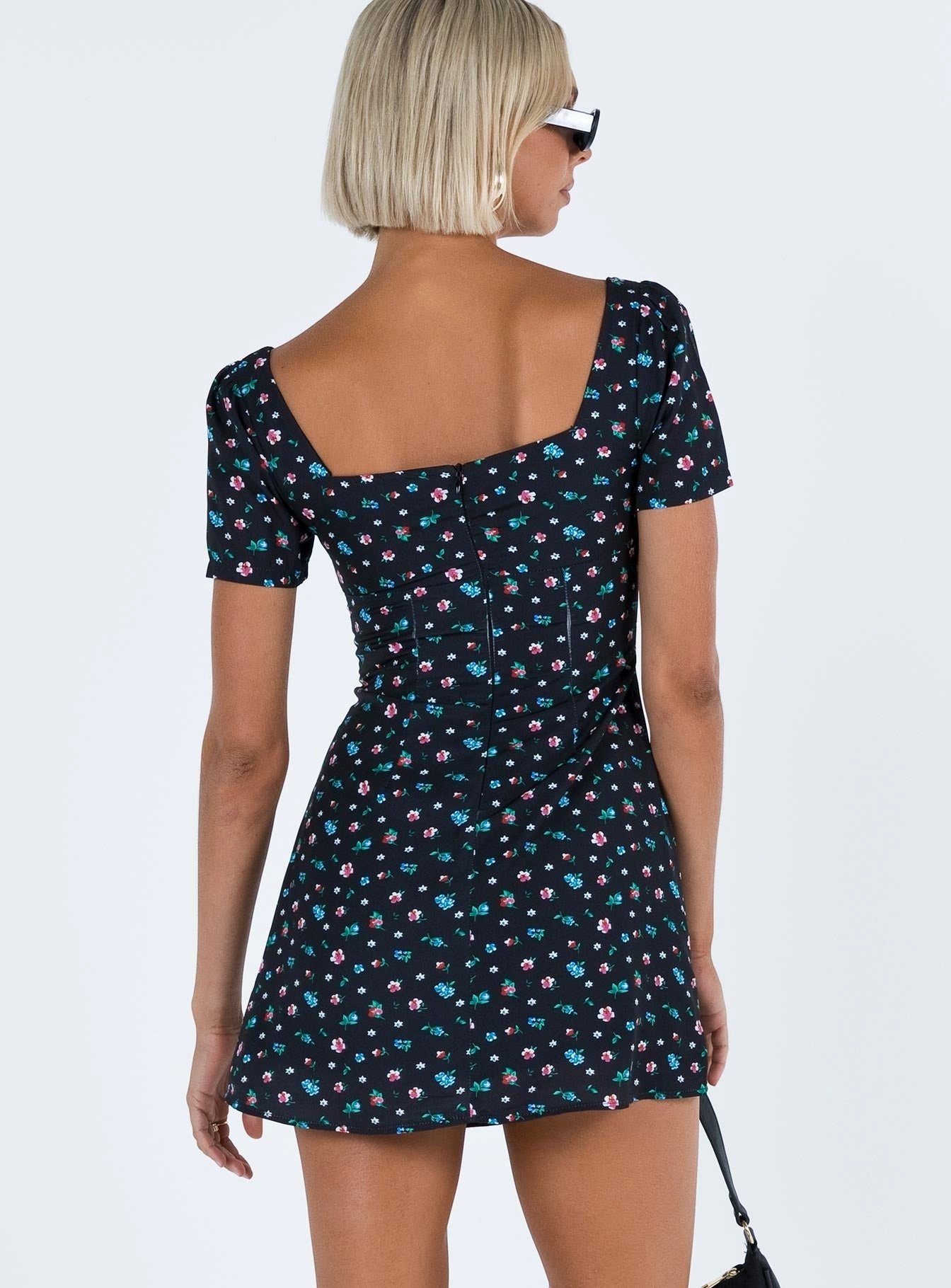 Hastings Mini Dress Black Floral Lounge Vibe