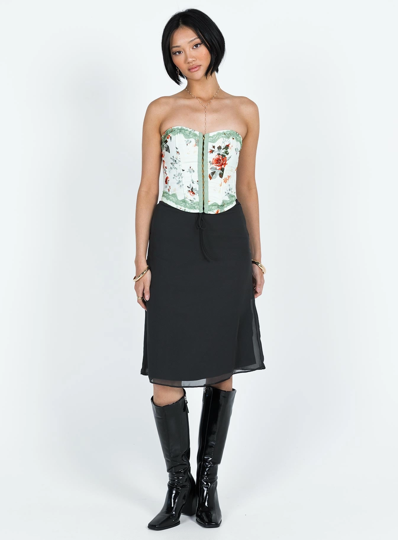 Silicone Grip Trim Delvie Midi Skirt Black