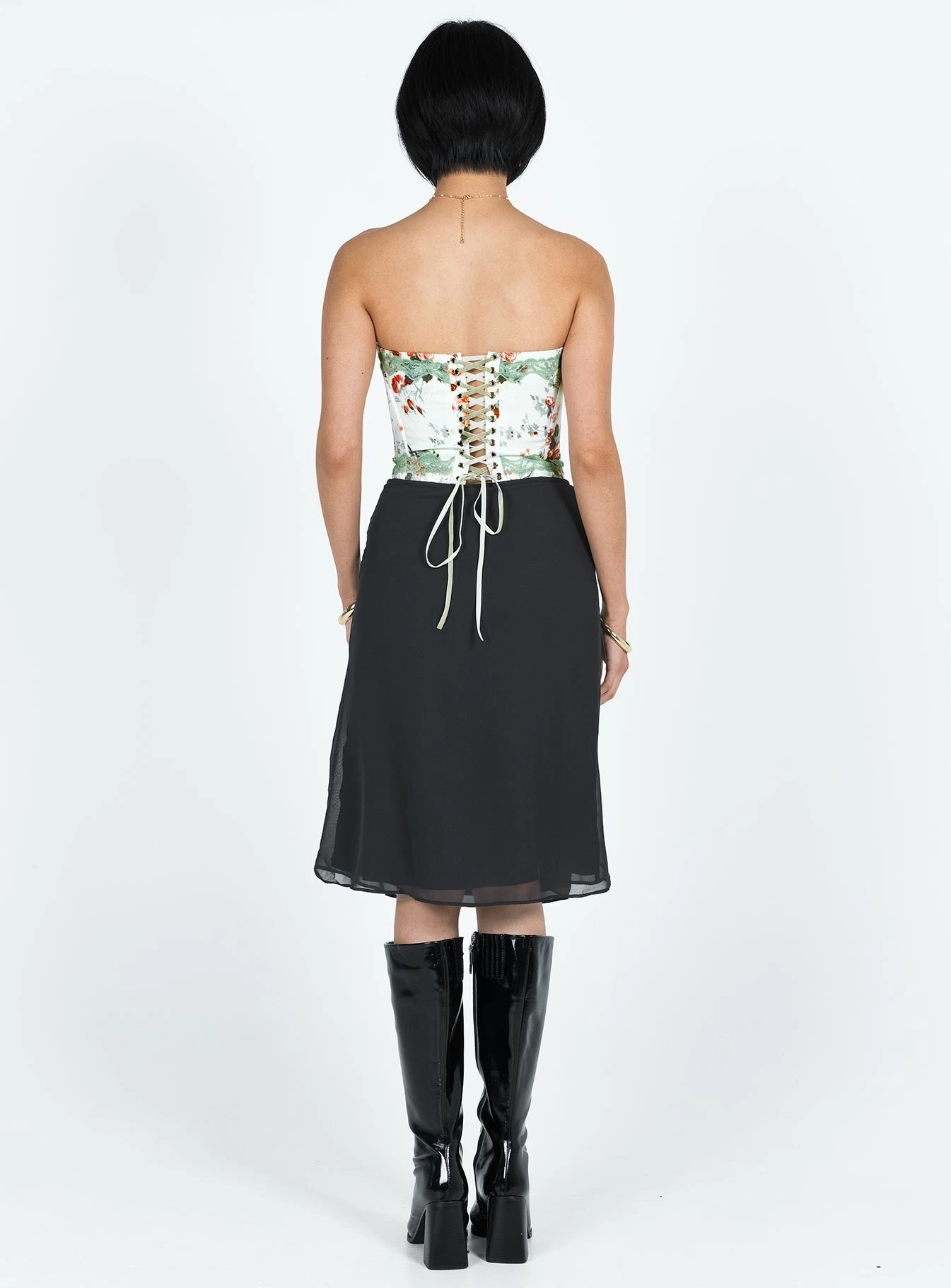 Bold Accent Delvie Midi Skirt Black