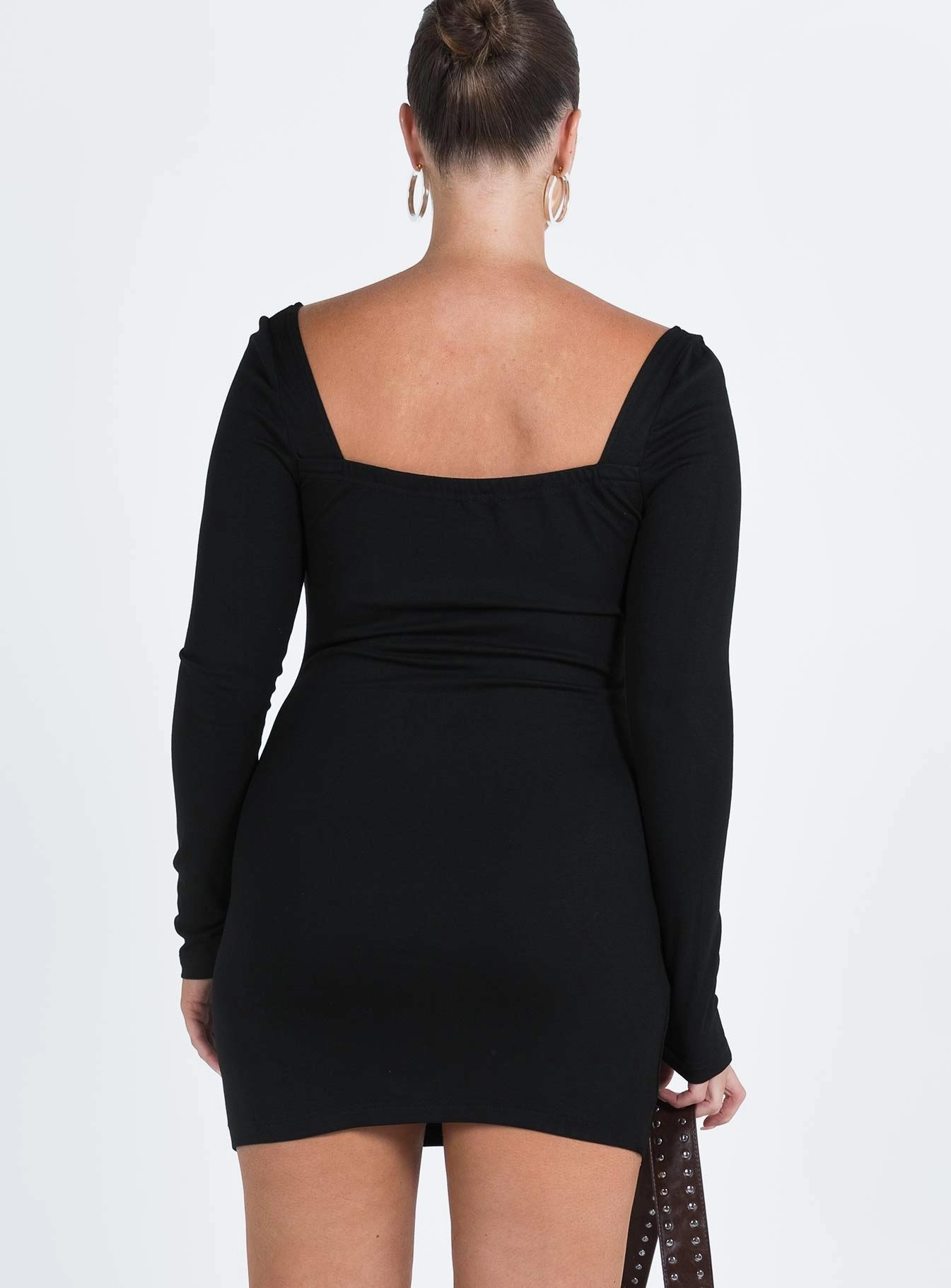 Browder Long Sleeve Mini Dress Black Loose Flow