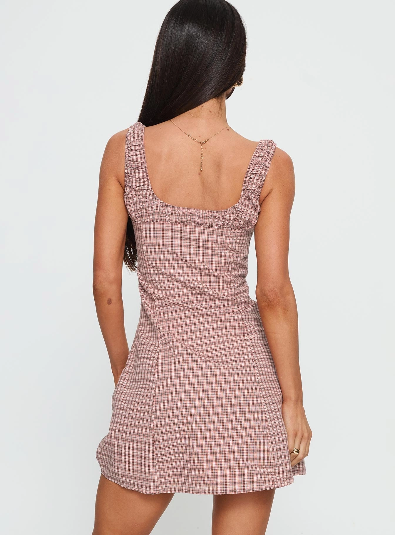 Denley Cinched Mini Dress Pink Check Daily Style Perfectly Styled