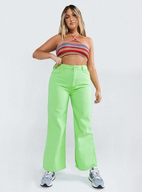 Cool Outfit Travel Ready Denver Denim Jeans Lime Green