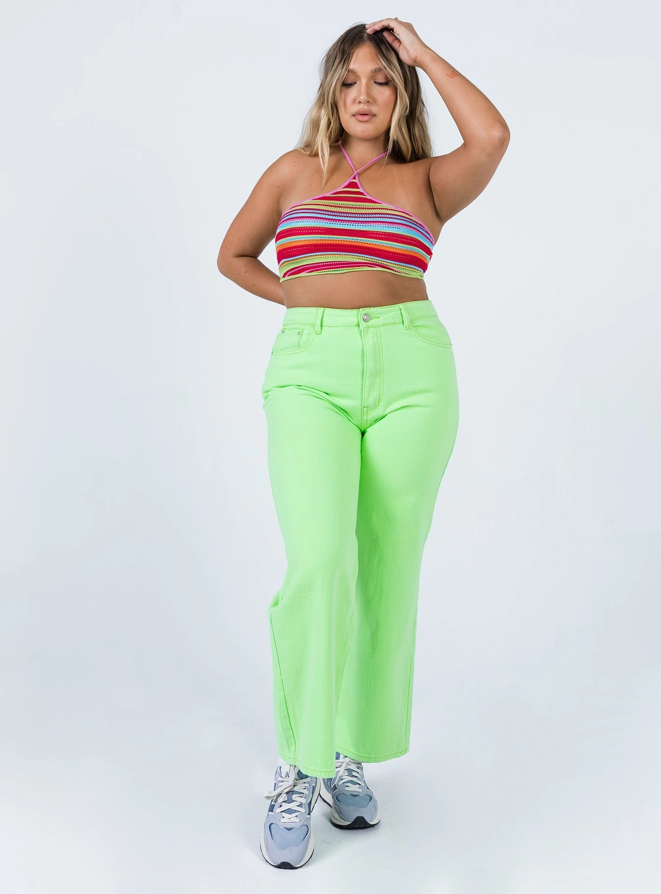 Fit Anytime Denver Denim Jeans Lime Green