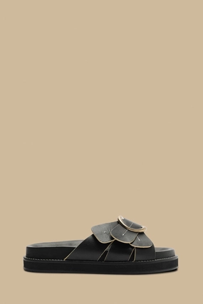 Black Daisy Slide Sandal Sandal Clasps