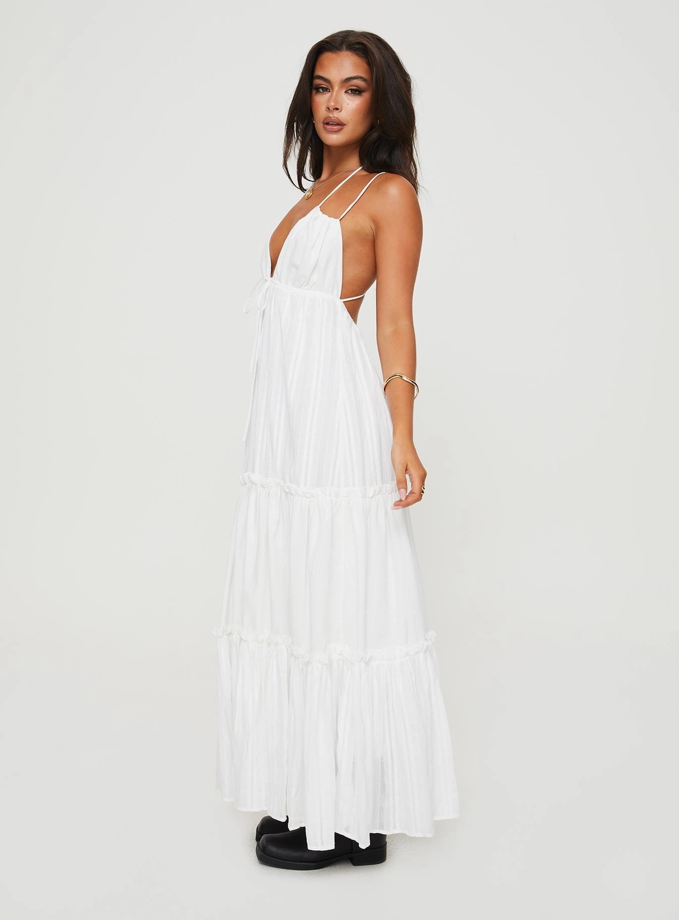Aura Glow Ombre-Effect Desy Maxi Dress White