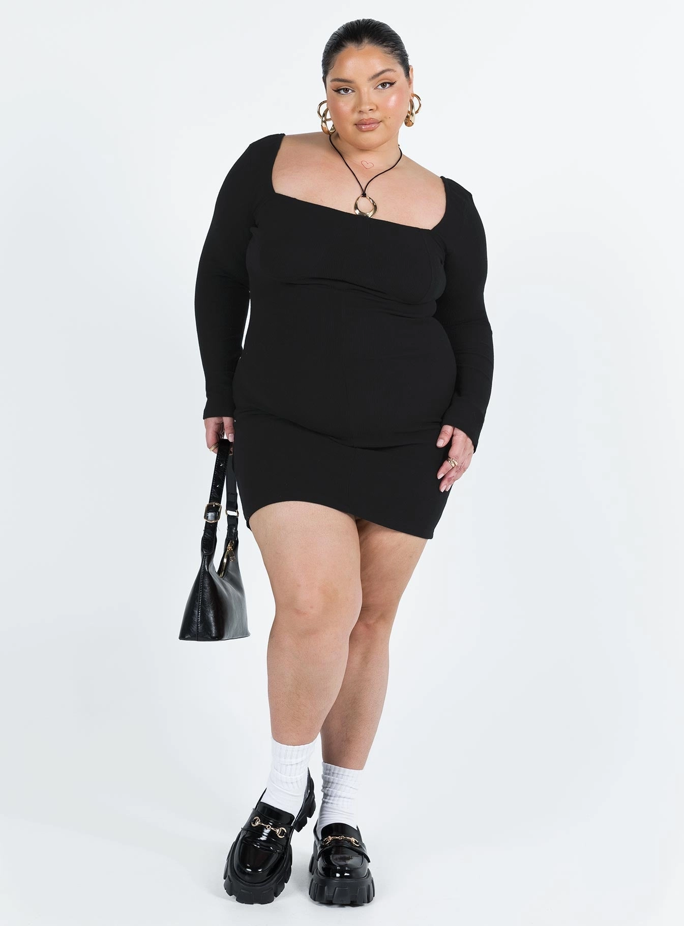 Layered Style Denielle Mini Dress Black Curve