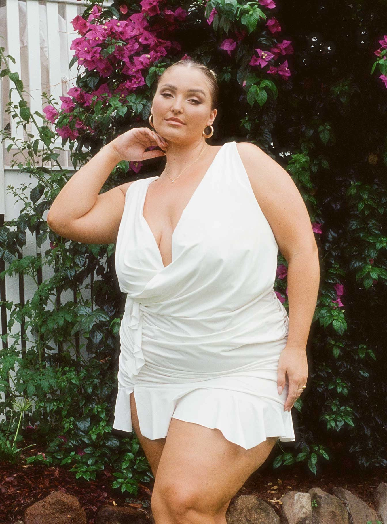 Devotion Mini Dress White Curve Delicate Edge