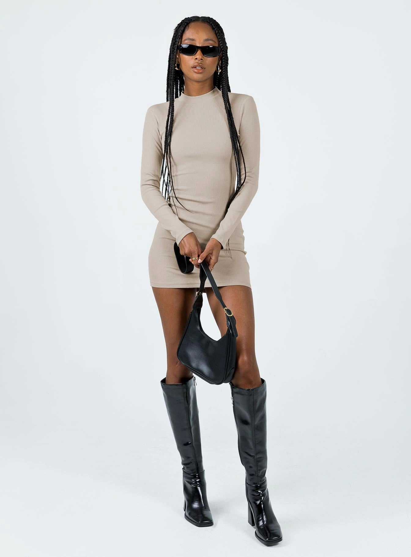 Minimal Comfort Diani Long Sleeve Mini Dress Beige