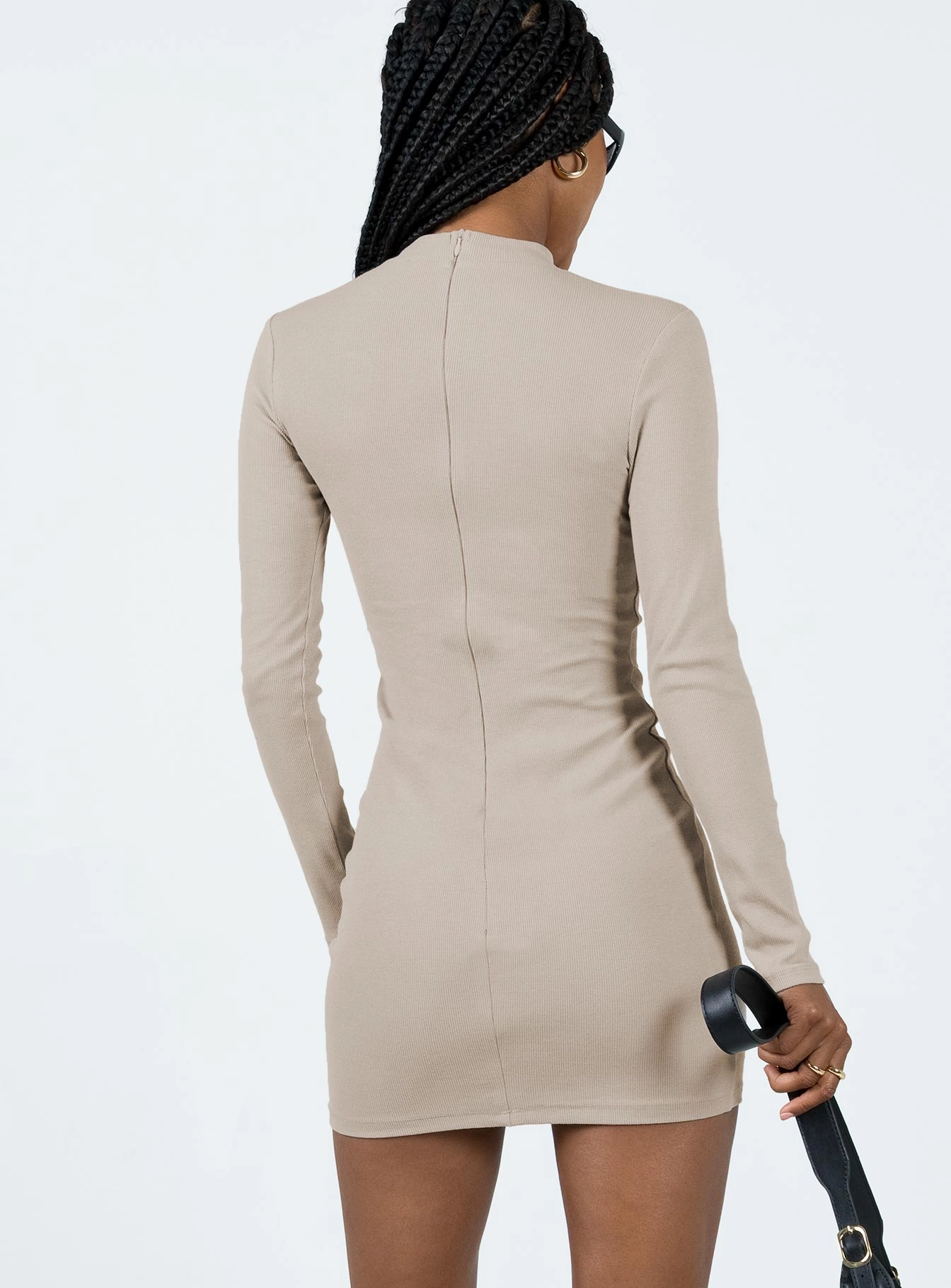 Minimal Motion Mid Fit Diani Long Sleeve Mini Dress Beige
