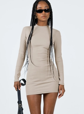 Diani Long Sleeve Mini Dress Beige Daily Favorite