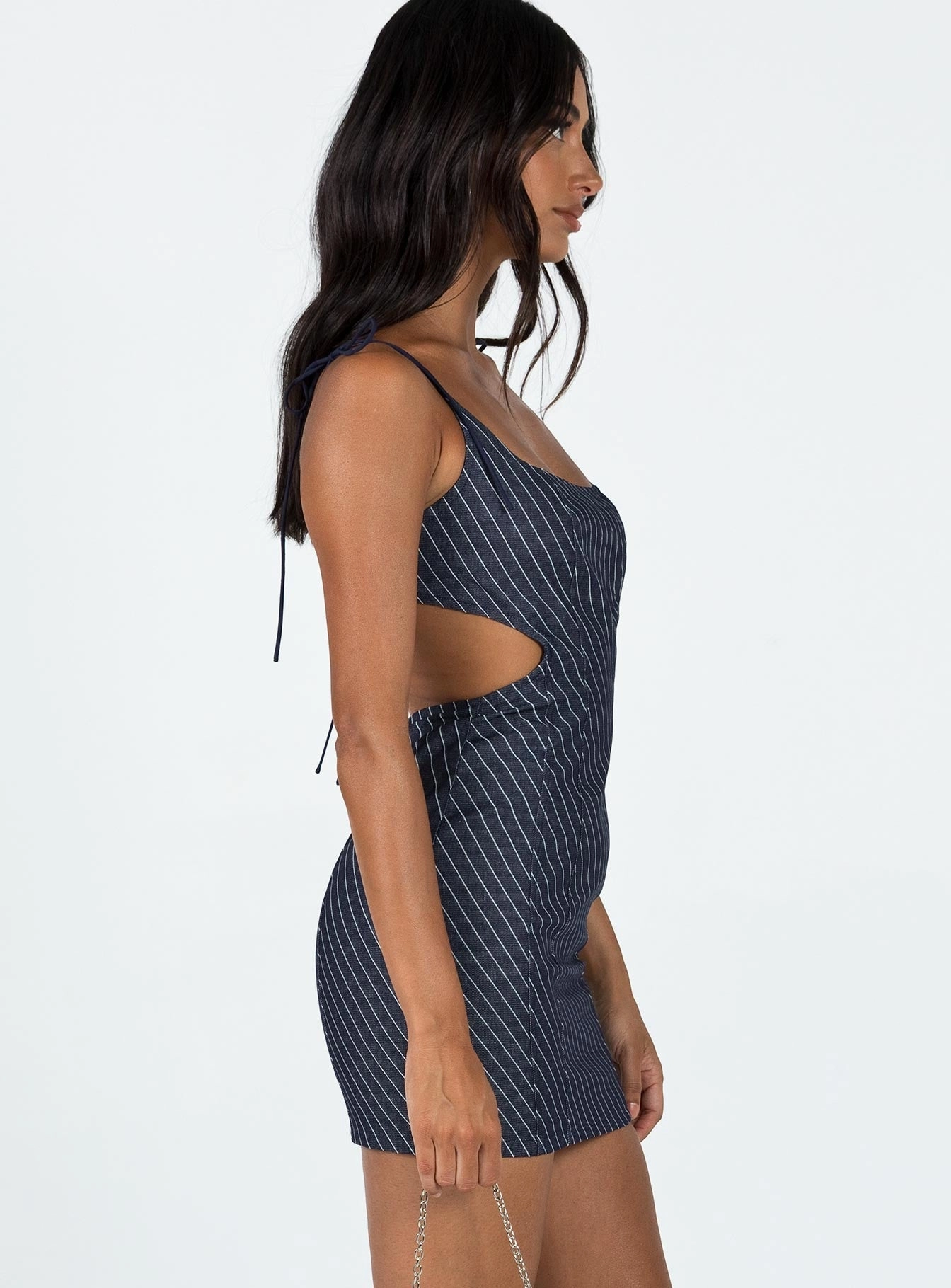 Diez Mini Dress Denim Stripe Fashionable Wear Easy Drape