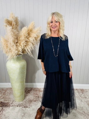 Dilly Plain net skirt Navy Custom made Mix Separates
