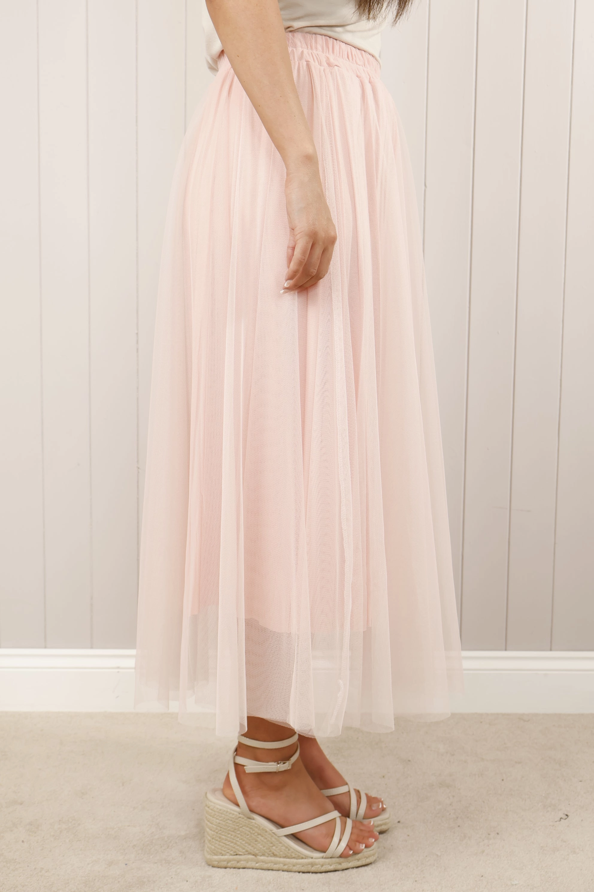 Dilly Plain net skirt Pink Resort Vacation Neutral Look