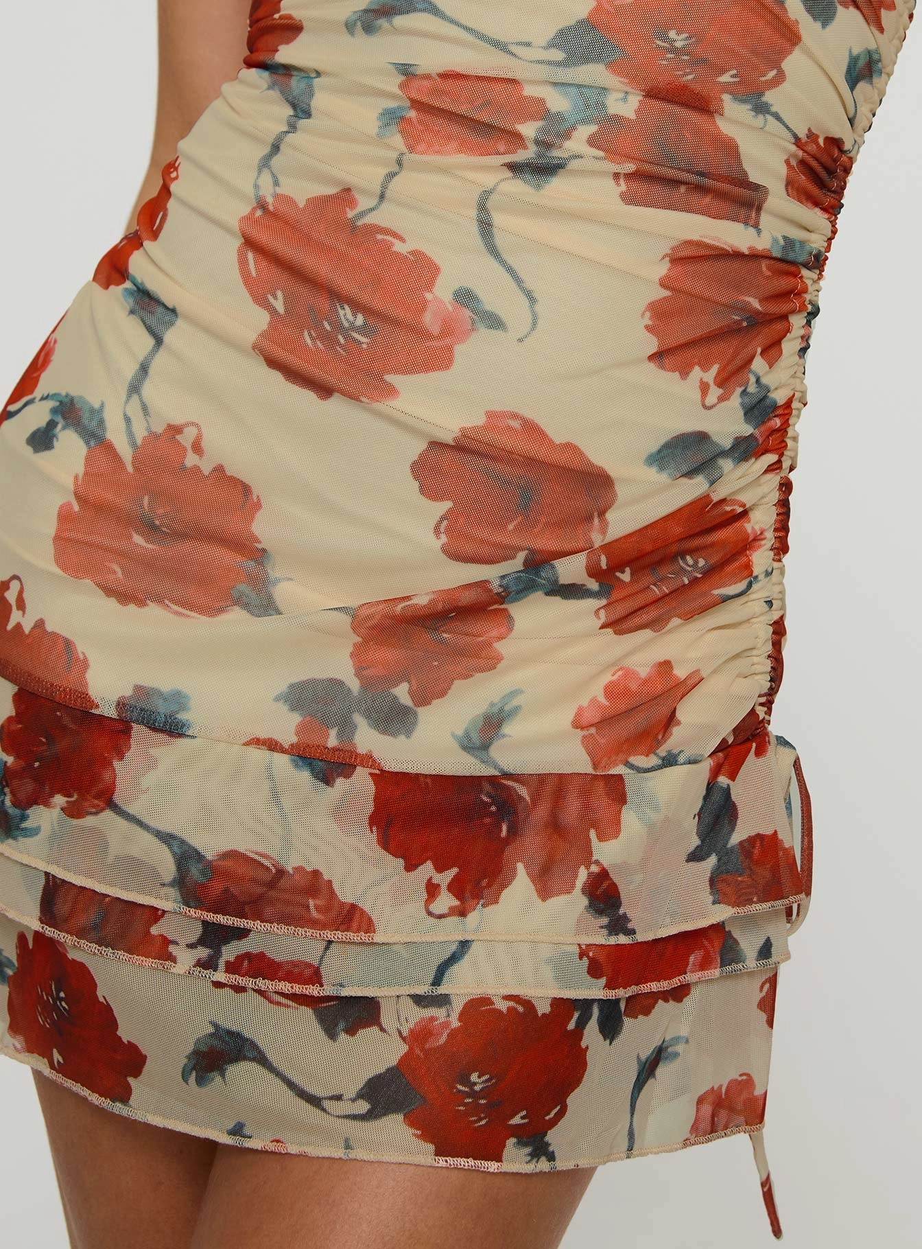 Dimitrios Strapless Mini Dress Yellow / Red Floral Luxury Feel