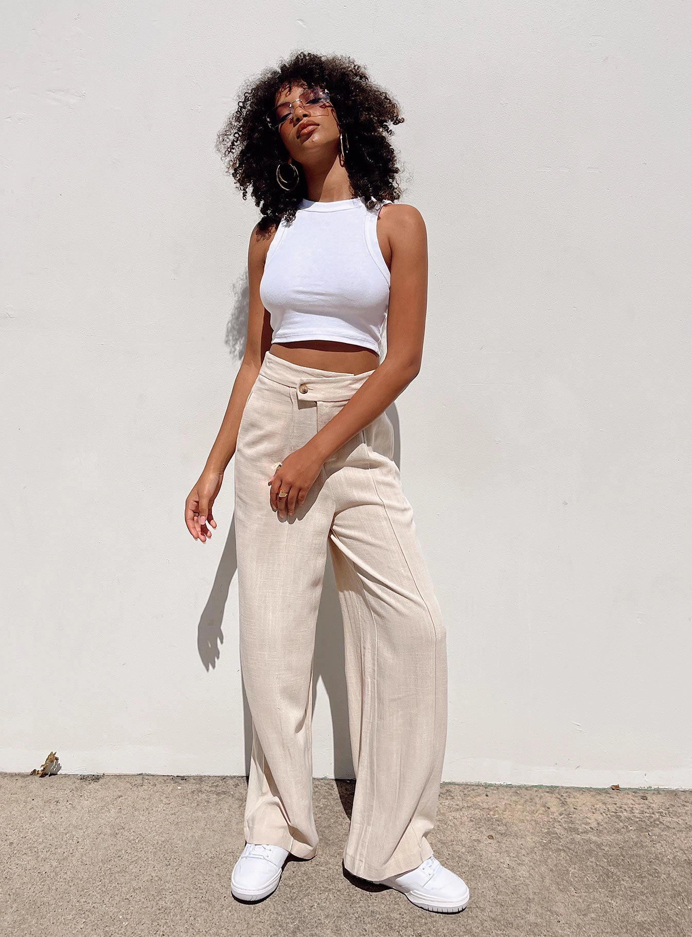 CompressionFitFabric Soft Material Dina Pants Cream
