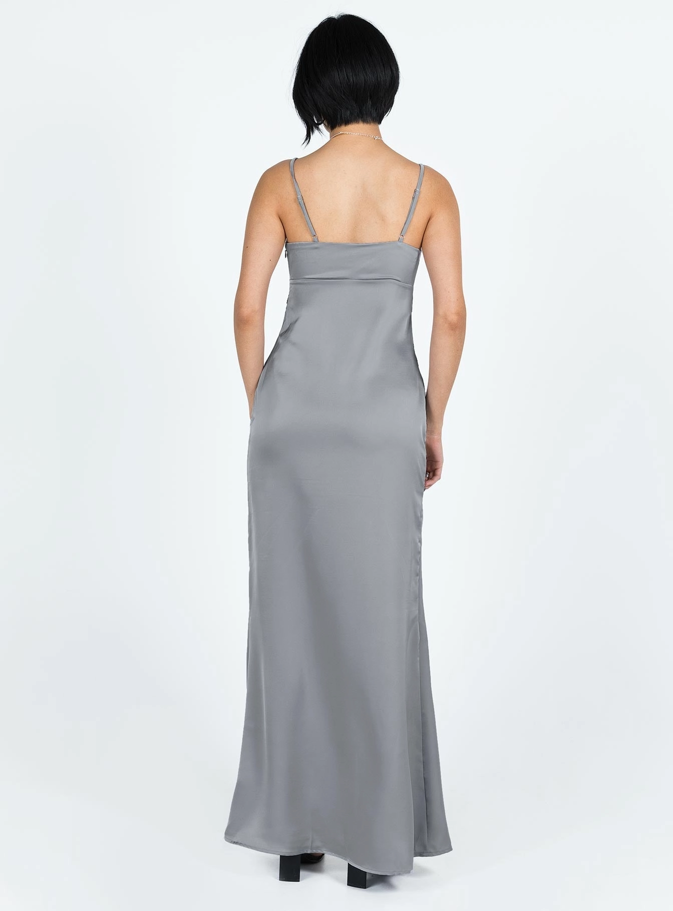Sidney Lace Trim Maxi Dress Grey TearResistantFabric