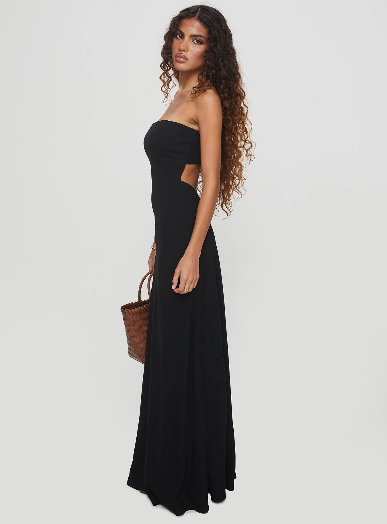 Yahir Strapless Maxi Dress Black Statement-Piece Lightweight Fit