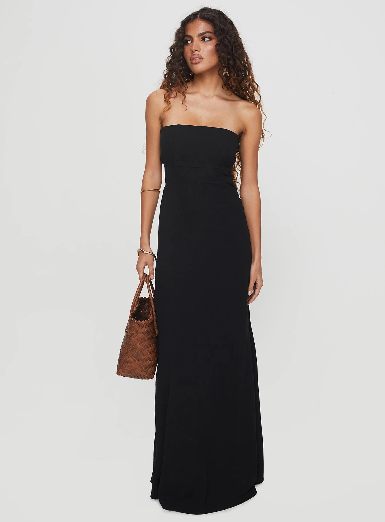 Yahir Strapless Maxi Dress Black Wrinkle-Free-Finish Soft touch evening dress