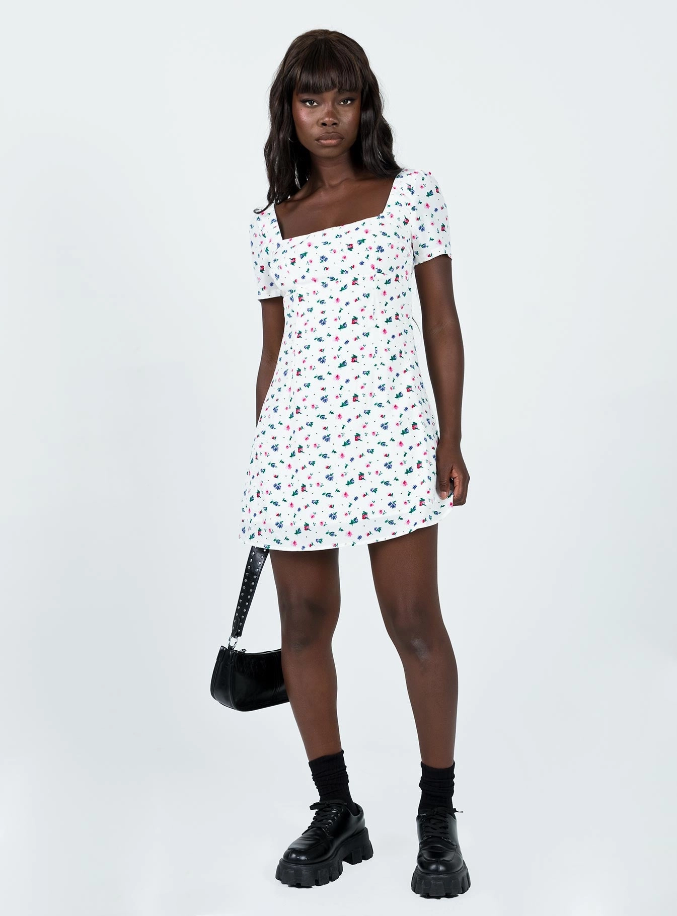 Side Pleats Hastings Mini Dress Floral Multi