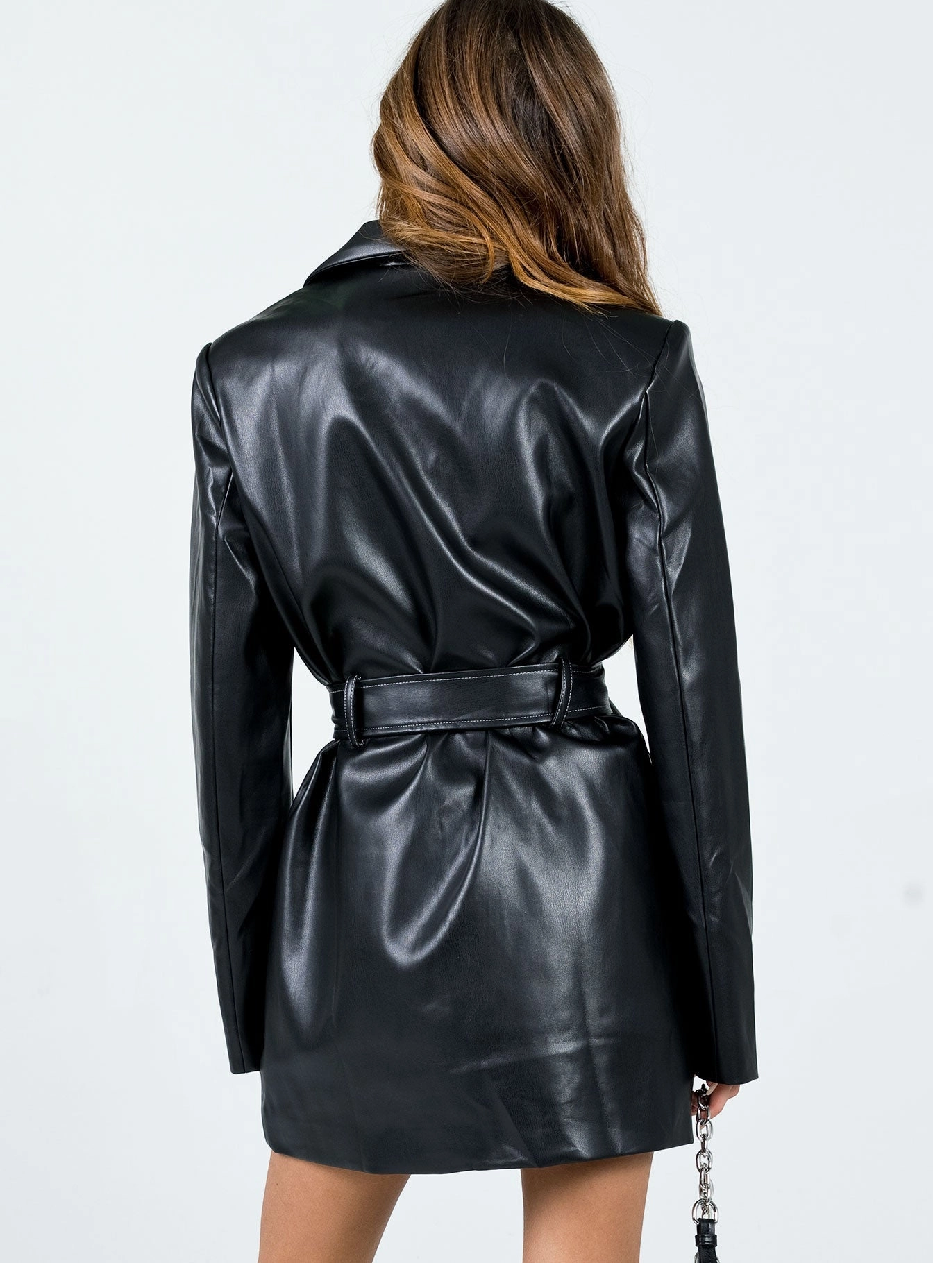 Sophisticated Edge Steinway PU Mini Dress Black