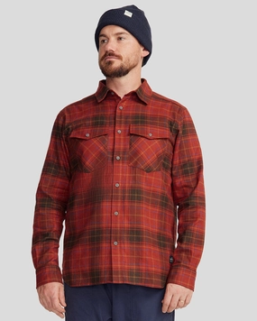 Men's Carrillon HF Long Sleeve Shirt - Hillside Plaid Redwood ethical fashion