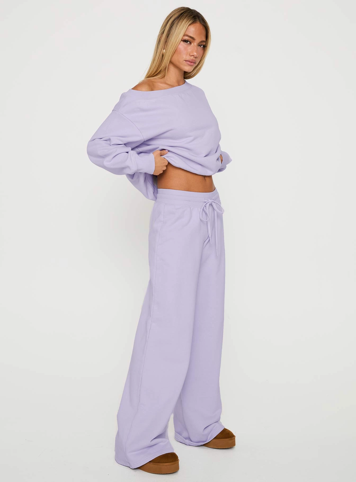 All Weather Comfort Effortless Look Dodie Wide Leg Pants Washed Lavender