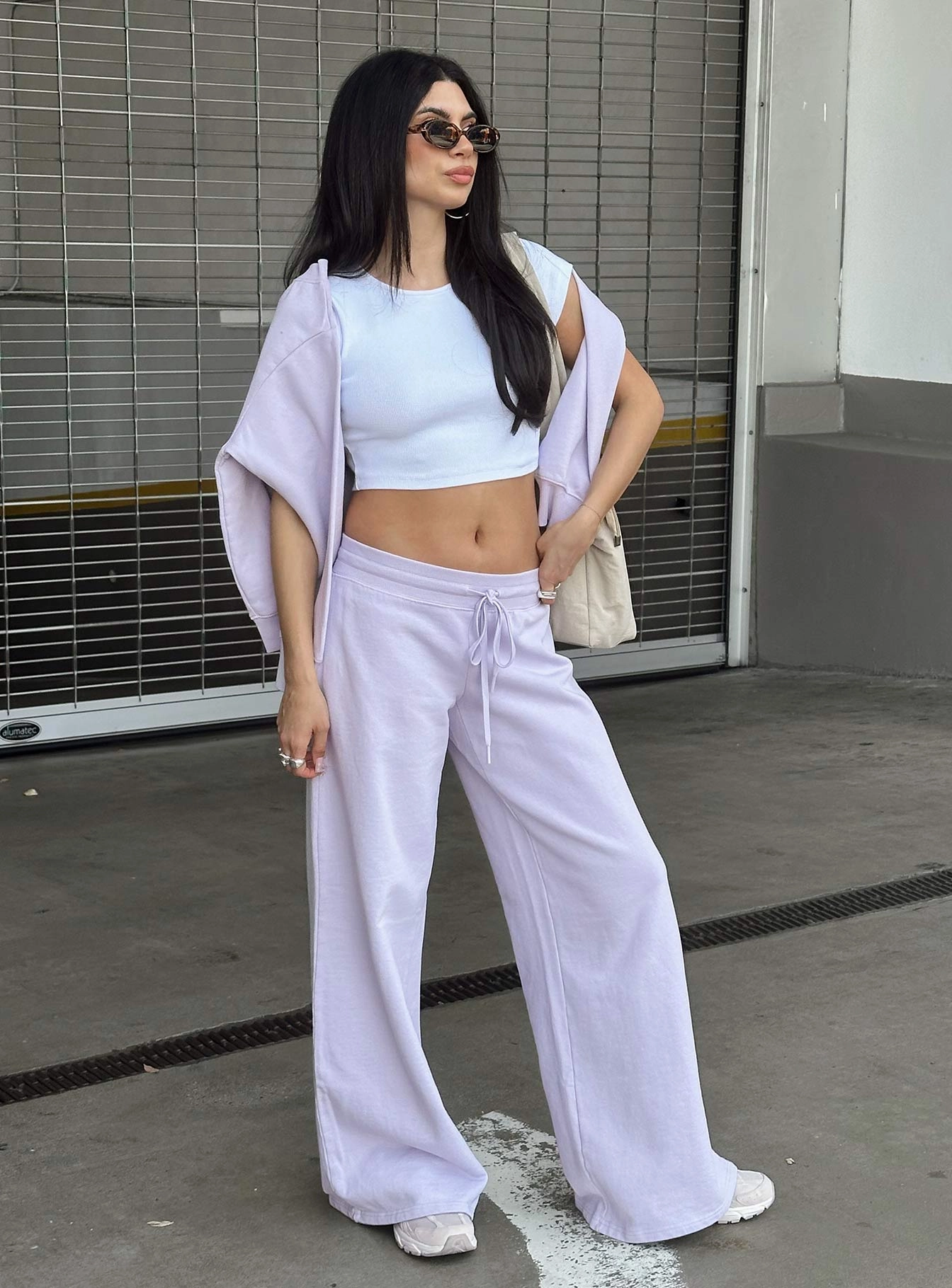 Dodie Wide Leg Pants Washed Lavender Slim Look