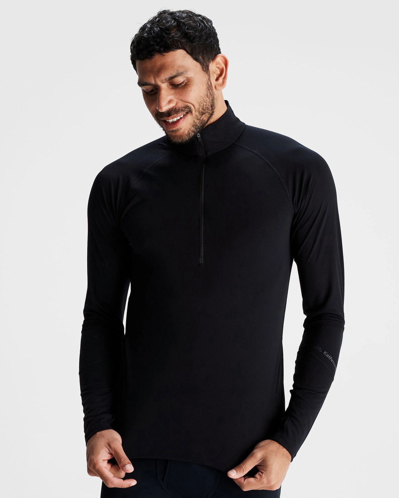 Anti Static Material Men's KMDAction Quarter Zip Baselayer Top - Black