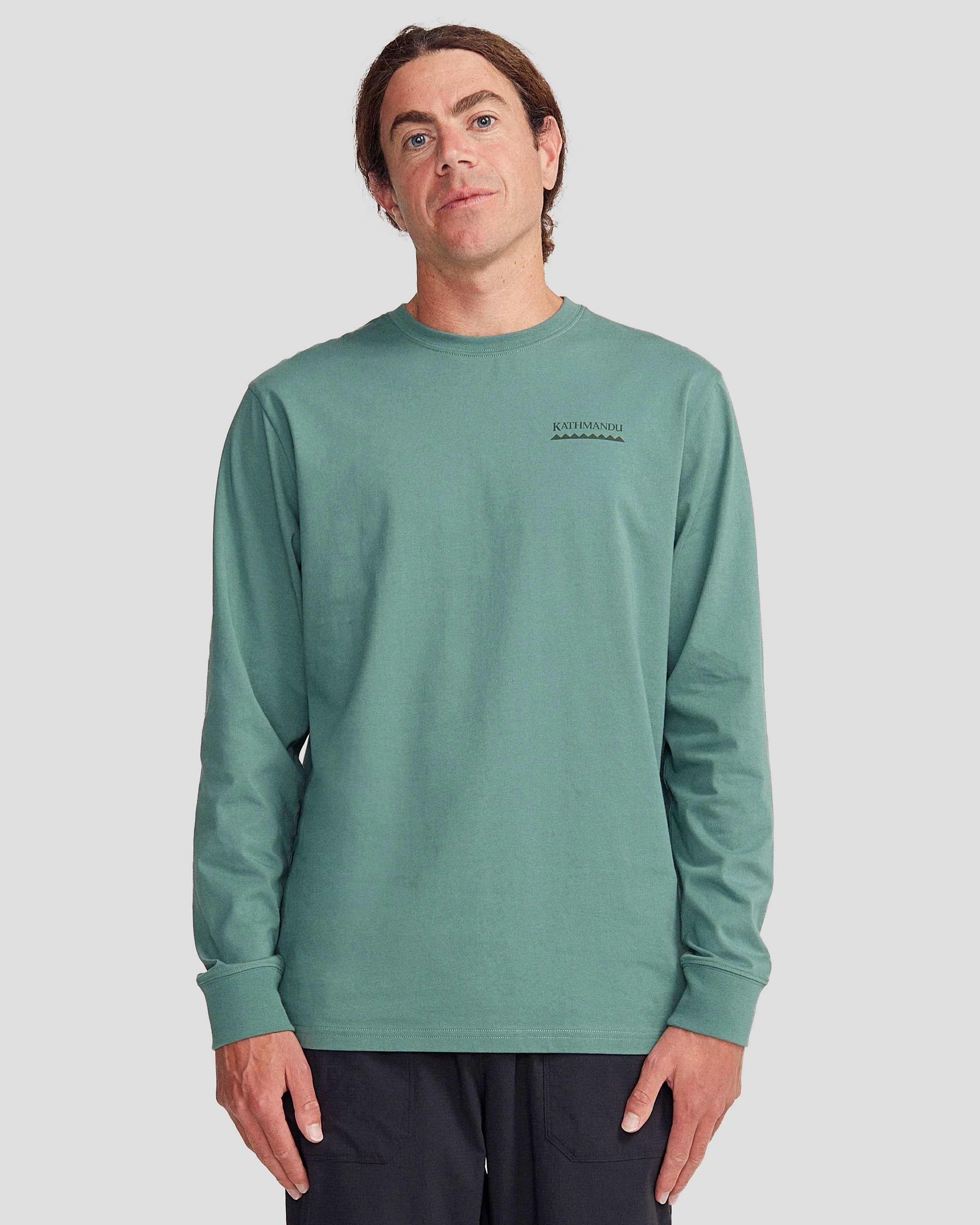 Men's Heritage Logo Organic Cotton L/S Tee - Light Forest Skin Friendly Lining Plus size clothing