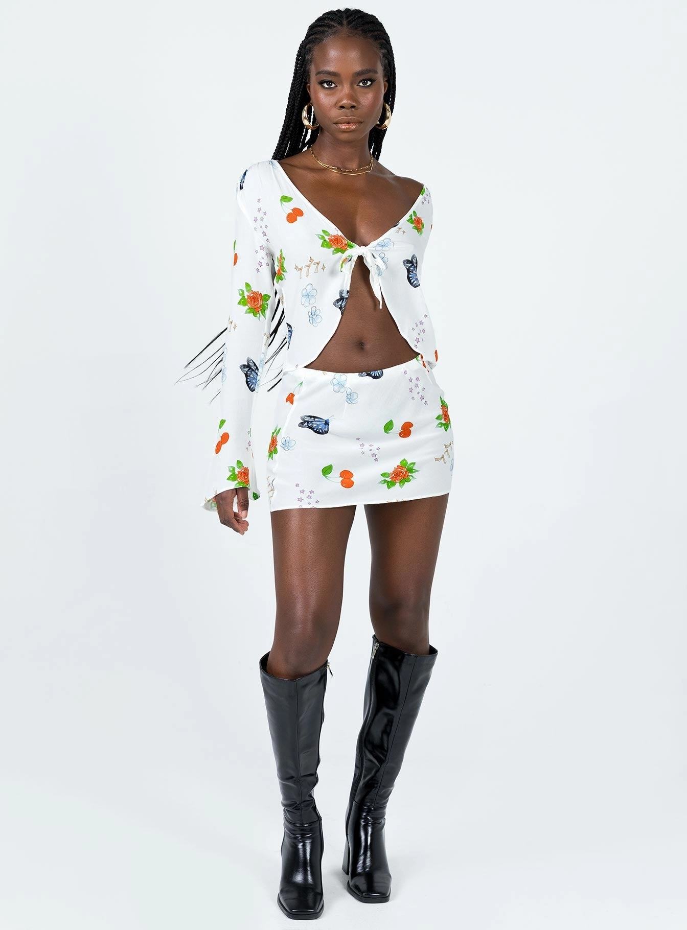Drawn To You Mini Skirt Multi Tea length