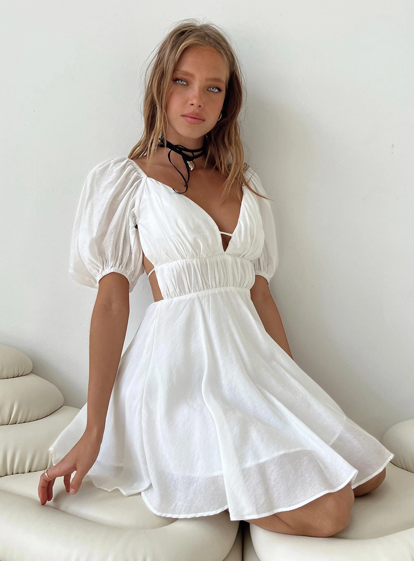 Cline Mini Dress White Happy Soul Mid layer