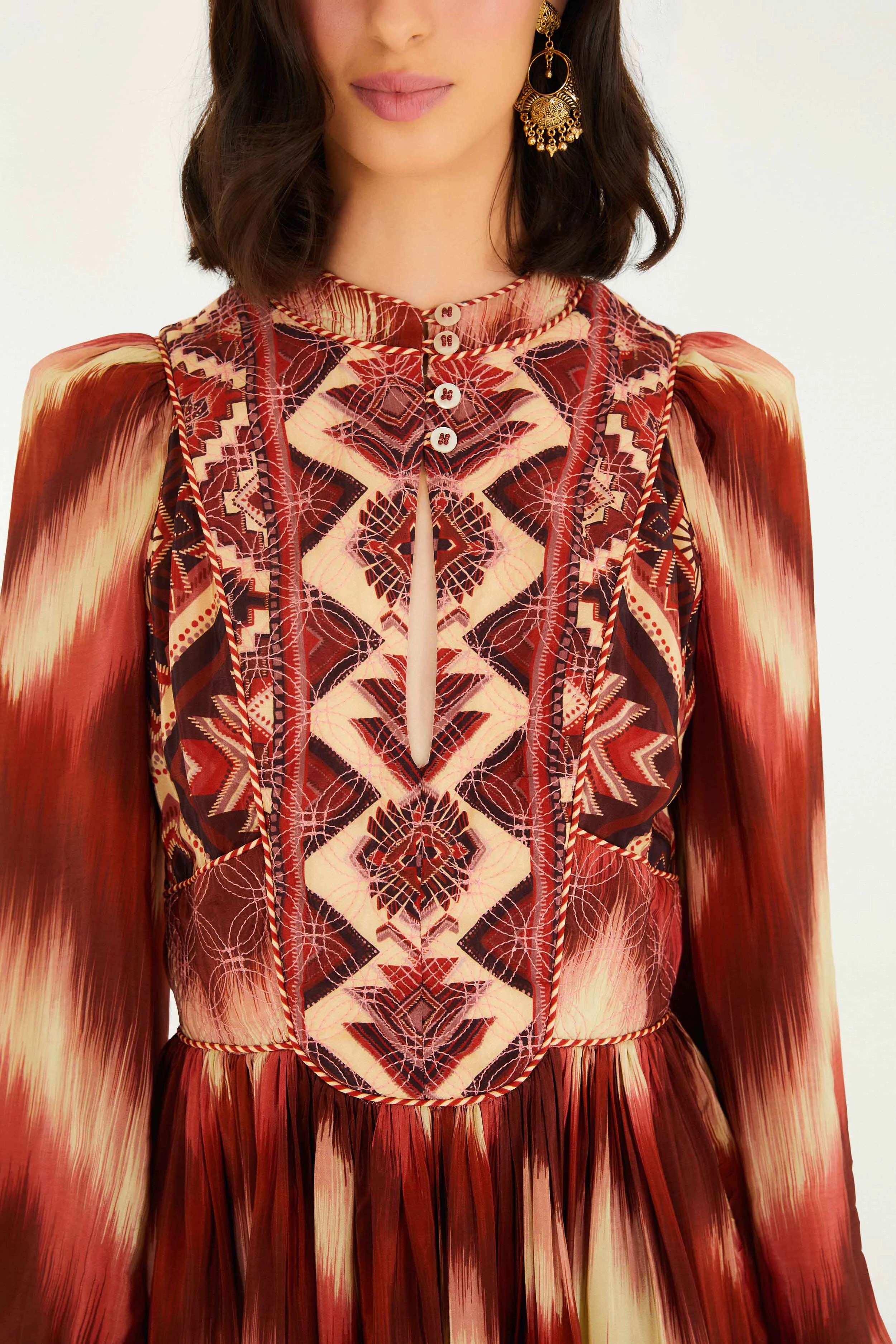 Dressy look Red Amanda Stripes Tapestry Quilted Mini Dress Essential Style