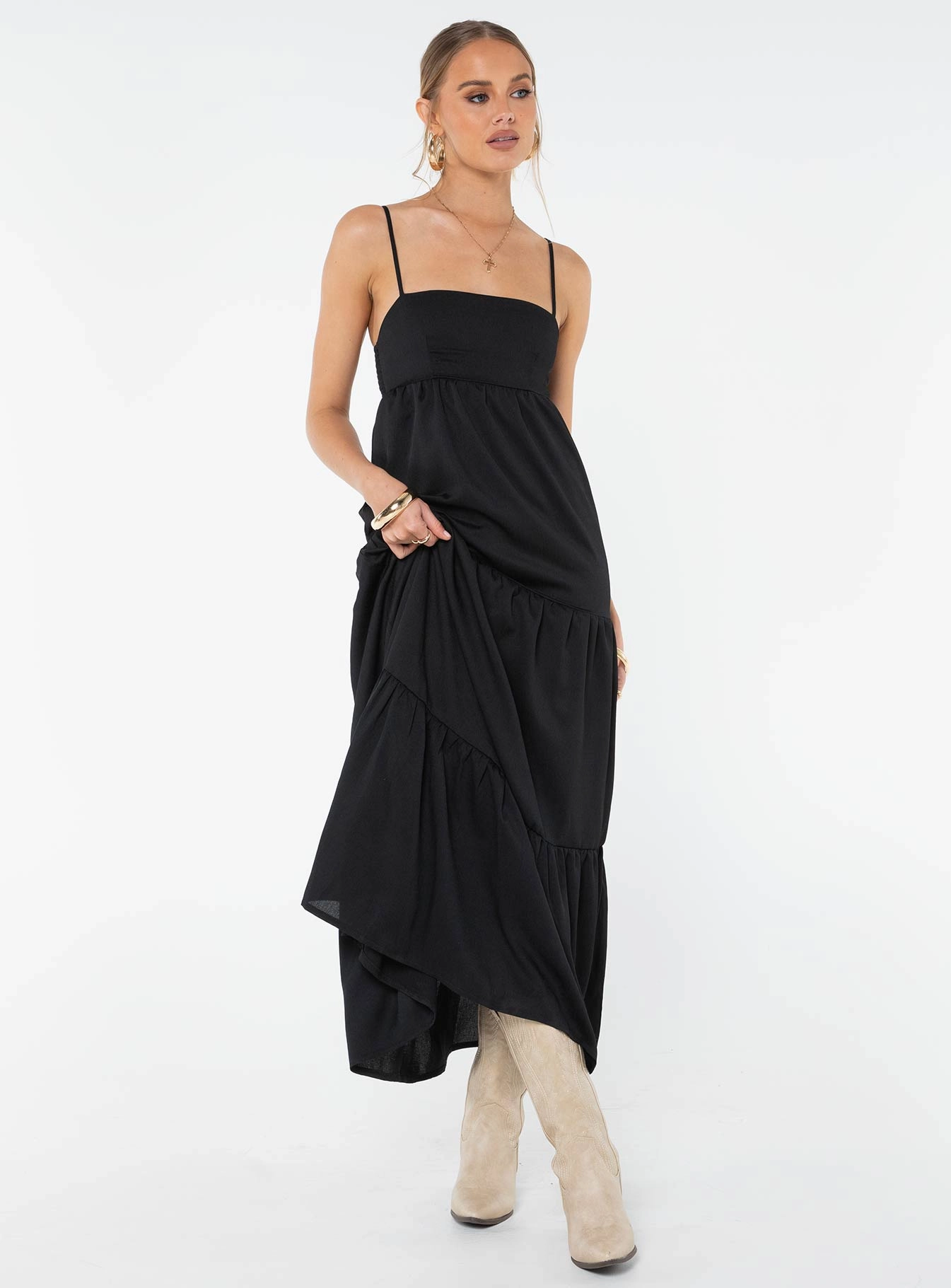 Subtle Fit Celebrity-Inspired Dunster Maxi Dress Black