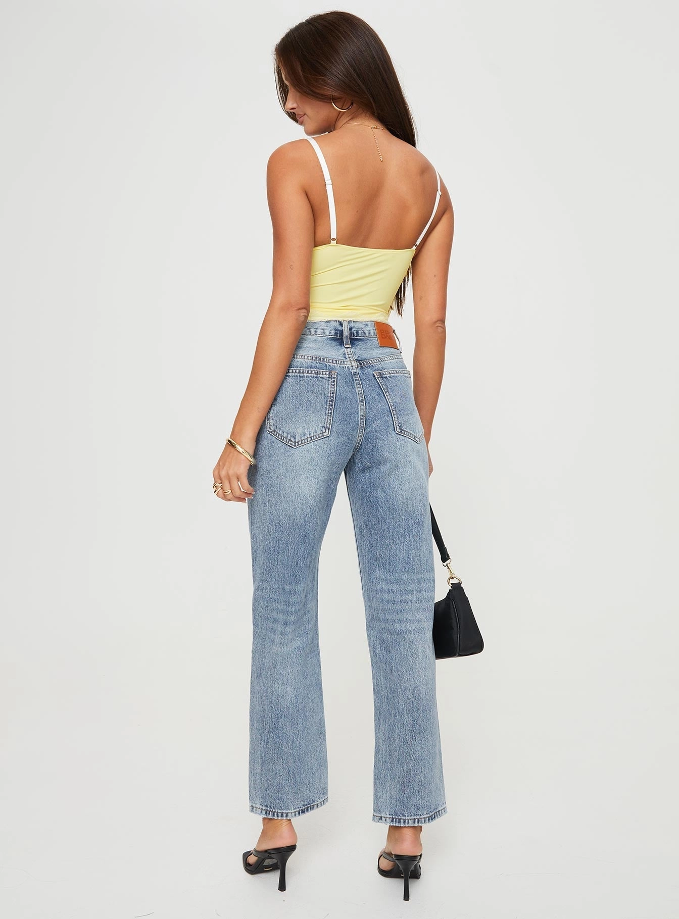 Soft Stretch Holly Asymmetric Straight Leg Jean Vintage Mid Wash