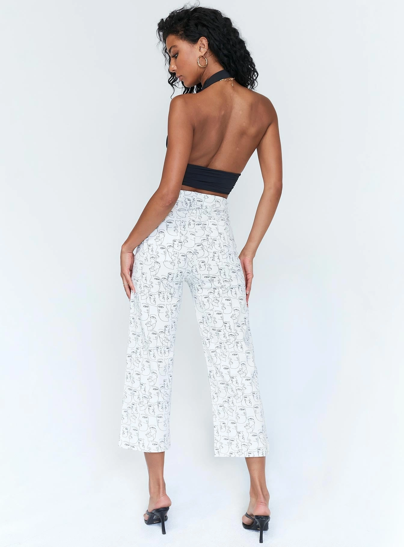 Nelly Wide Leg Face Print Pants White Classic Appeal