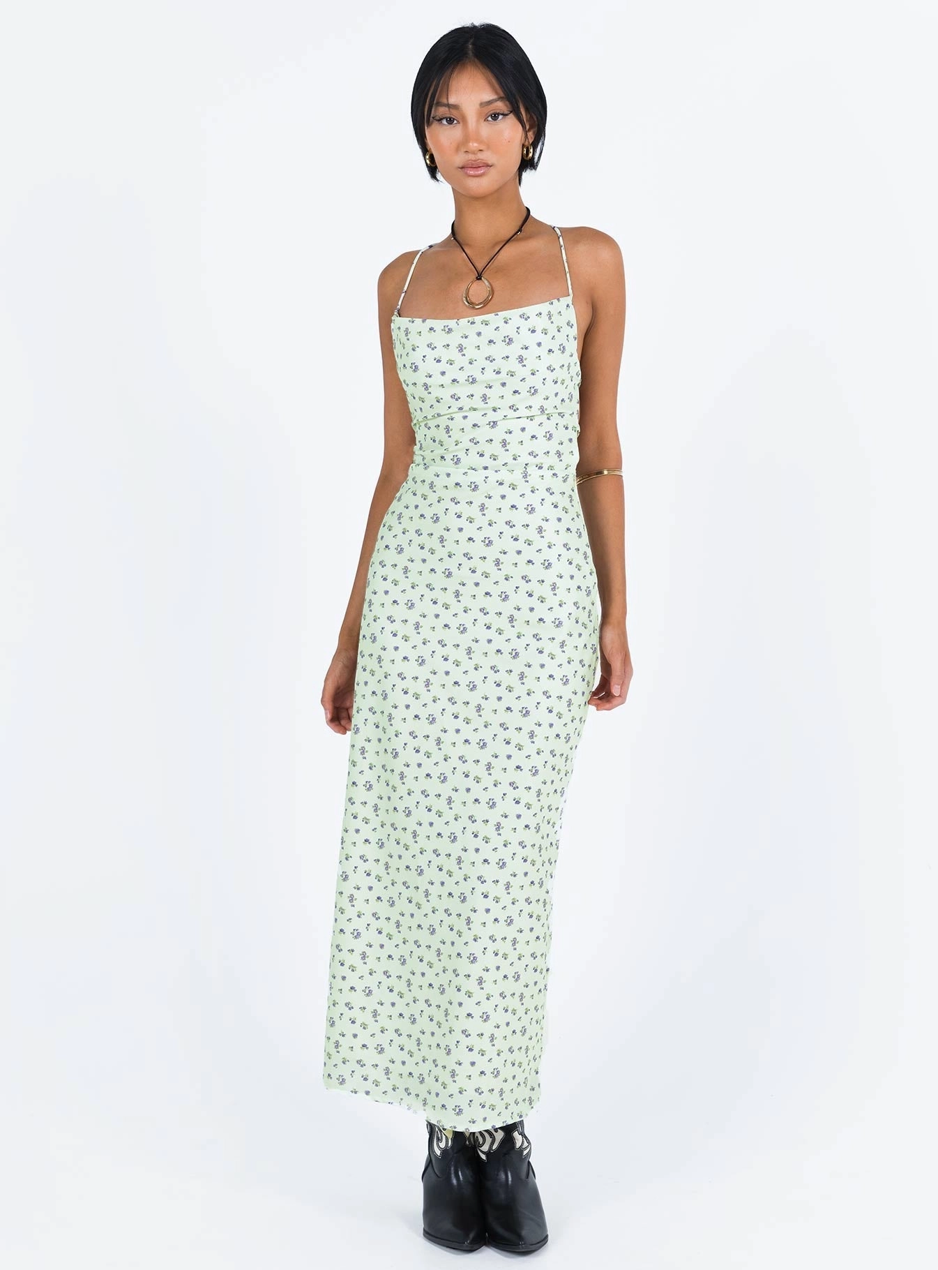 Monochrome Mood Smart Style Malabar Maxi Dress Mint / Floral