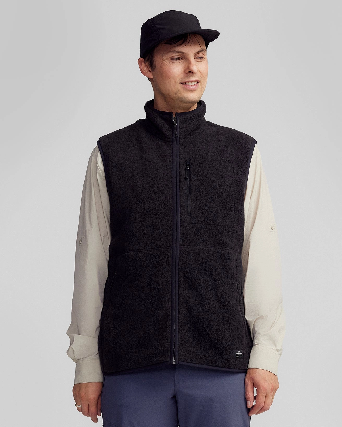 Men's Trailhead Fleece Vest - Black Stingray Double Layered Fabric