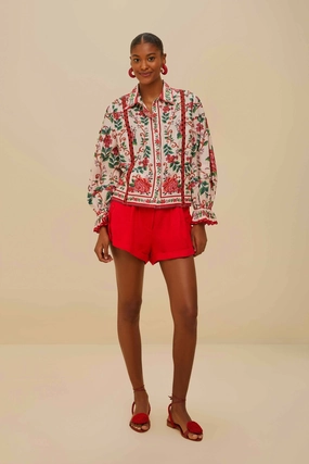 Red Wavy Pockets Euroflax? Premium Linen Shorts Wrinkle Resistant Material Preppy look