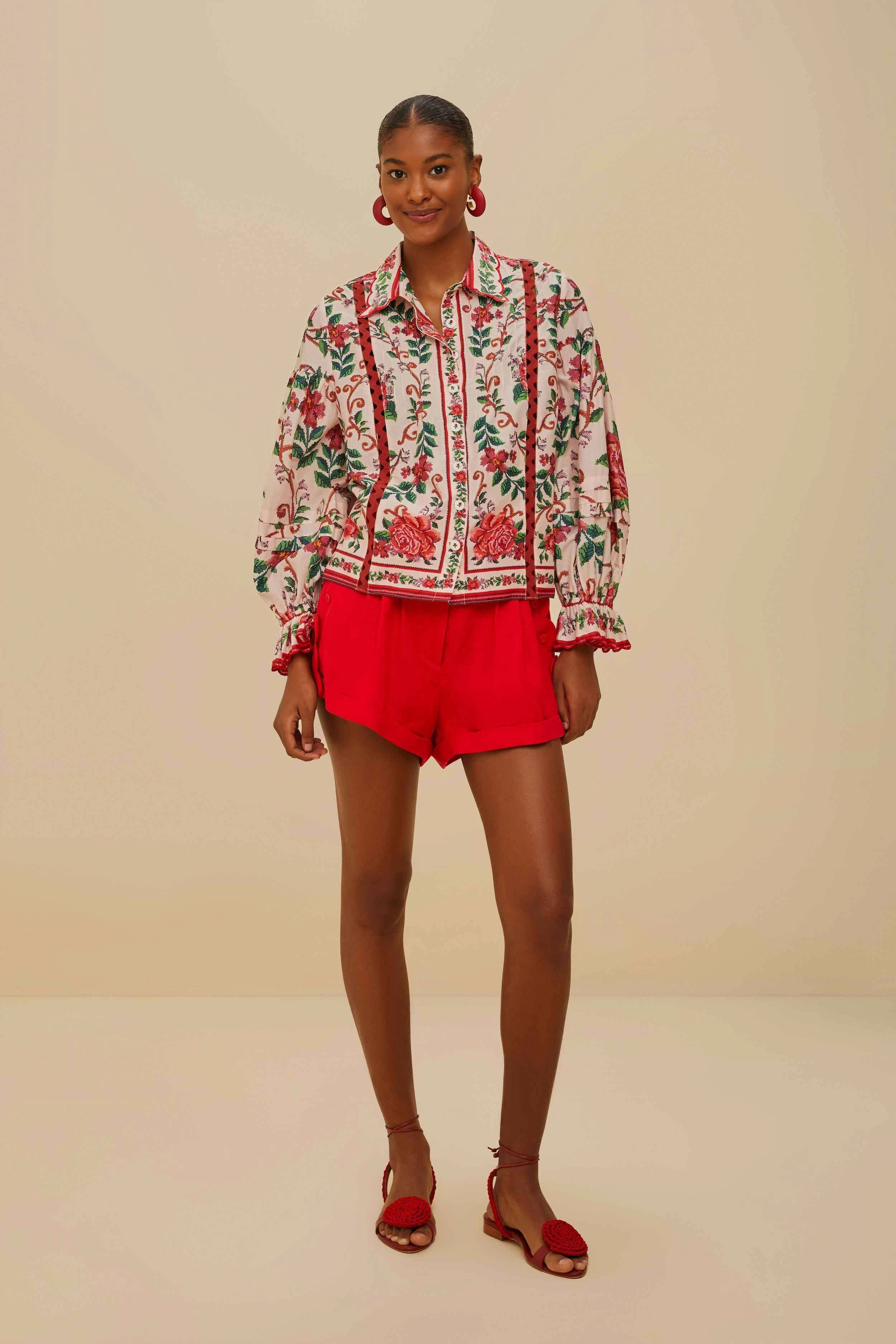 Red Wavy Pockets Euroflax? Premium Linen Shorts Wrinkle Resistant Material Preppy look