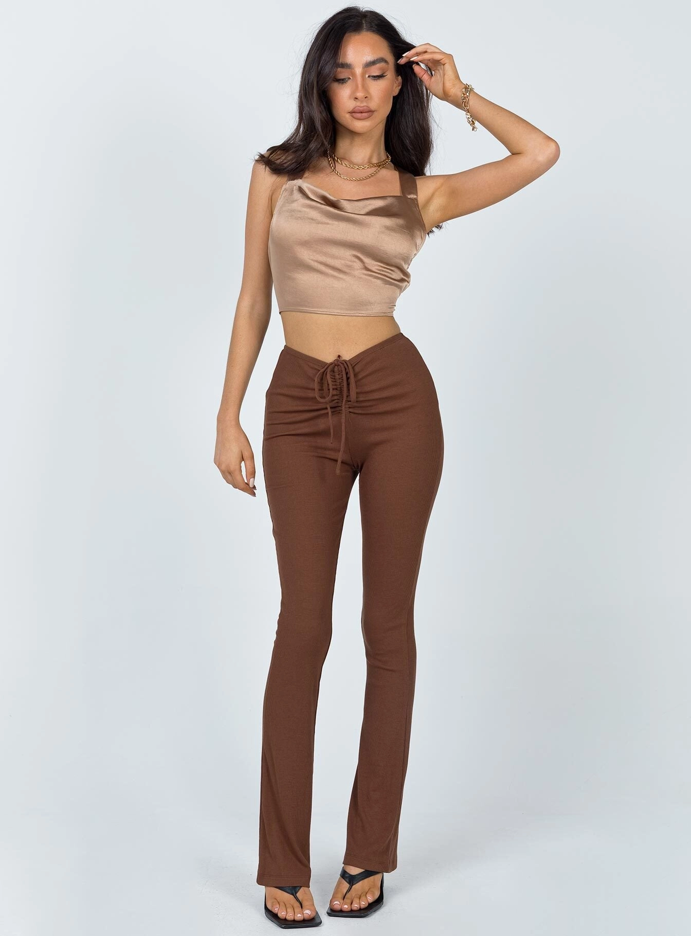 Pocket Reinforcement Slim Silhouette Imogen Pants Brown