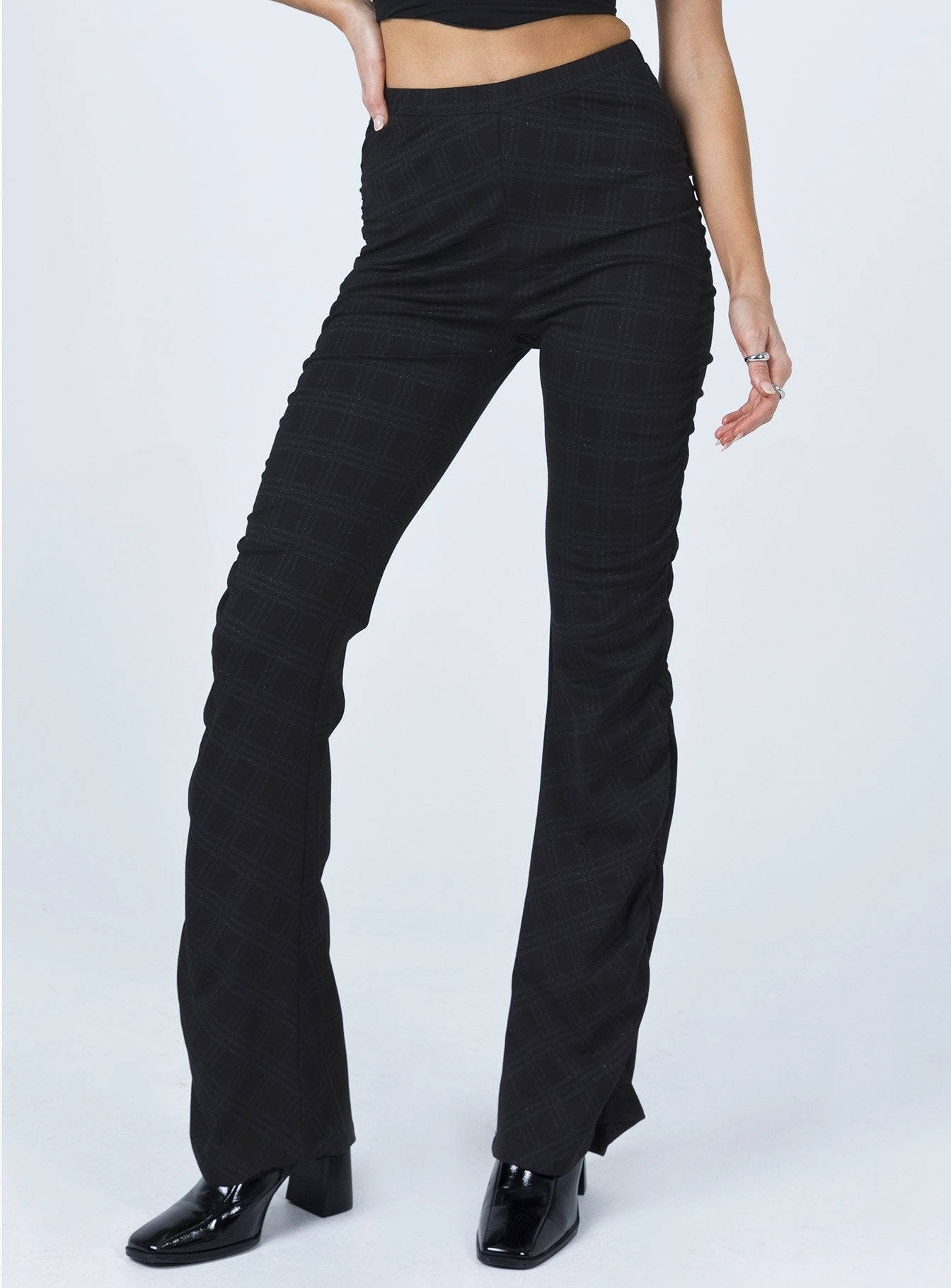 Smooth Fabric Ultra Stretch Tammy Ruched Side Pants Black