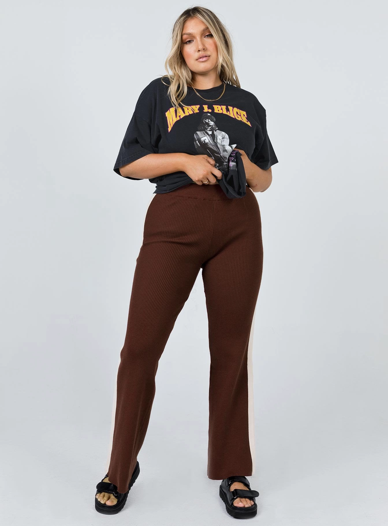 Chic Fit Reversible design Contrast Wide Leg Knit Pant