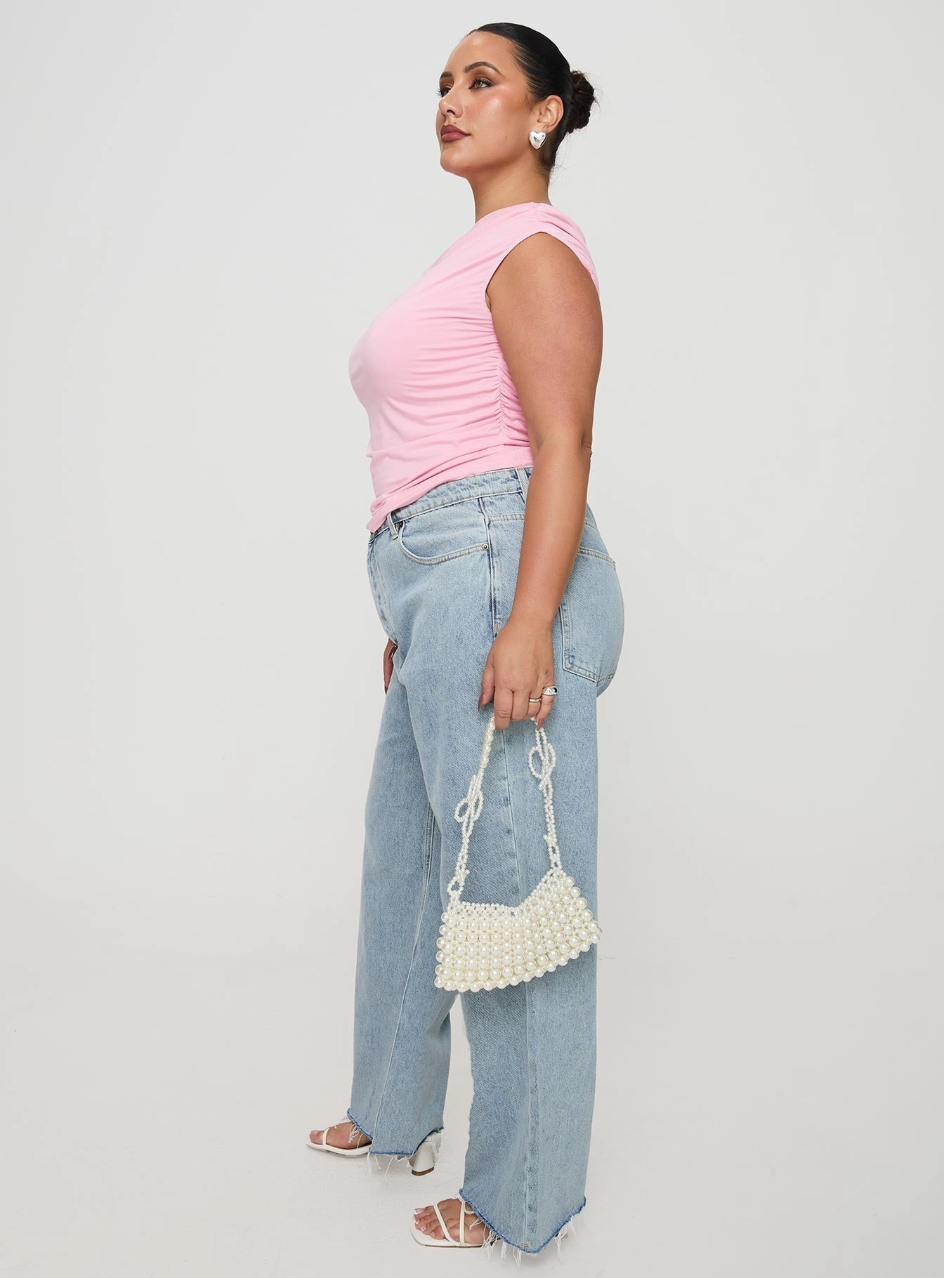 Multi Pocket Design Chill Mode Fawcett High Rise Straight Leg Jeans Light Blue Wash Curve