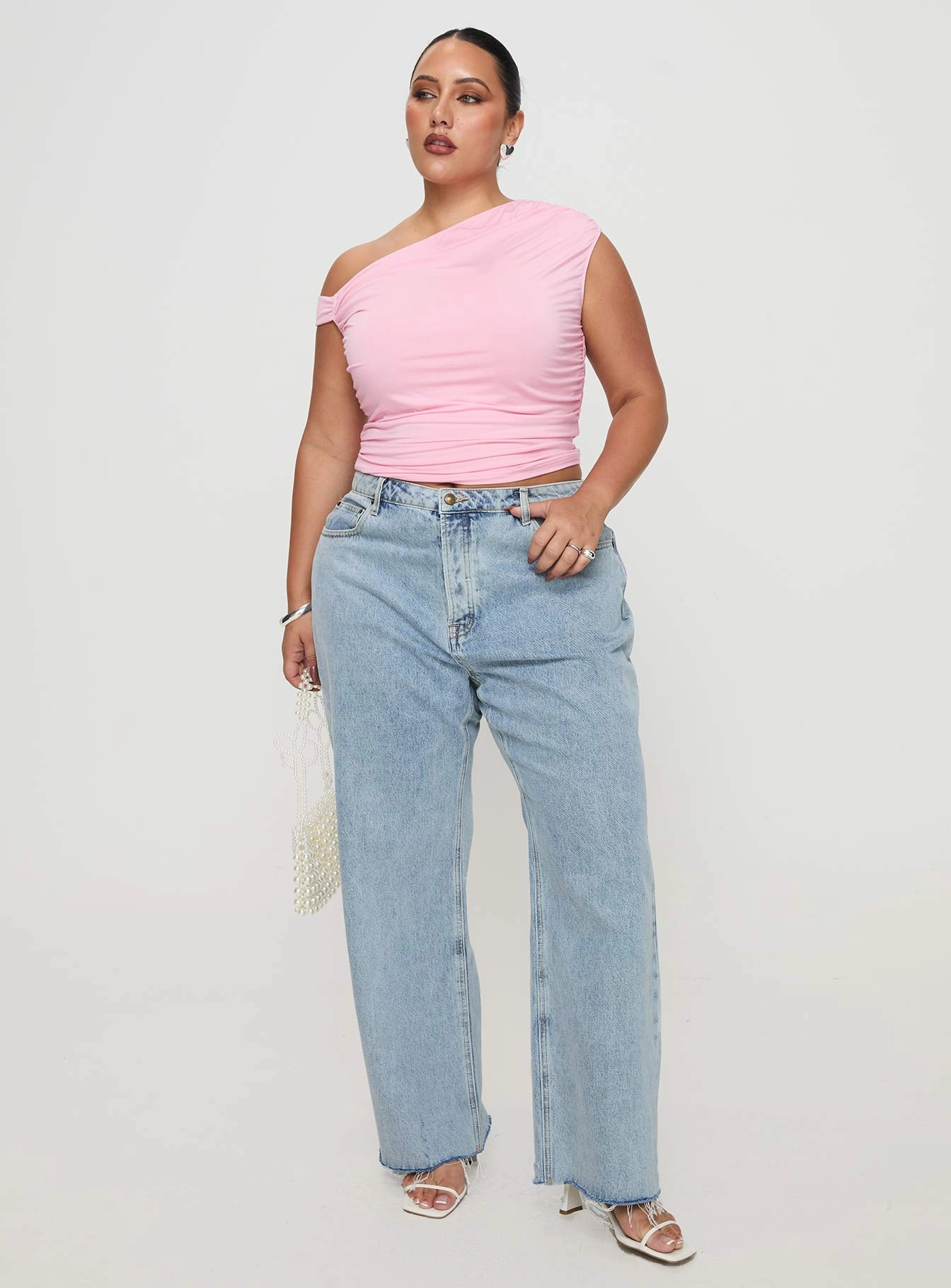 Fawcett High Rise Straight Leg Jeans Light Blue Wash Curve Daily Style Mid Rise